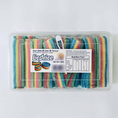 China Natural Mixed Flavor Licorice Belt Colored Sour Candy for sale