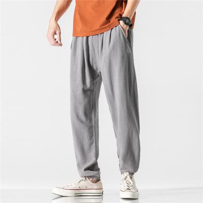 China Anti-Wrinkle Mens Fashion Casual Comfortable Hip Hop Loose Breathable Cotton Linen Pants for sale