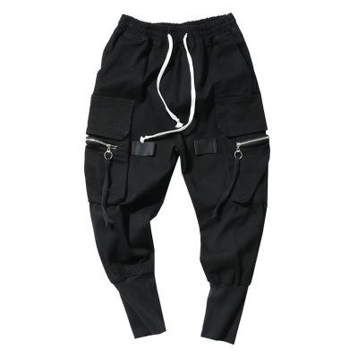 China Anti-Wrinkle Fashion Hip Hop Ankle Cargo Casual Solid Color Zipper Pants Men for sale