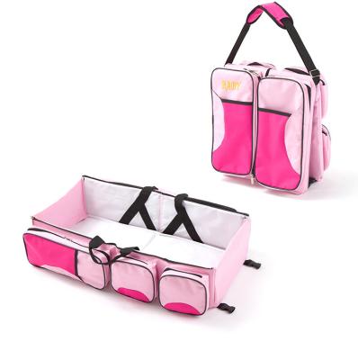 China Hot-selling Tote Bag New 3-in-1 Baby Travel Crib Diaper Bag Baby Travel Folding Bed for sale