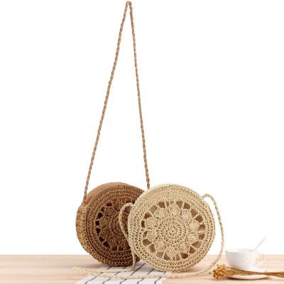 China Lady New Fashion Summer Beach Straw Bag Round Hollow Out Rattan Bali Bag for sale