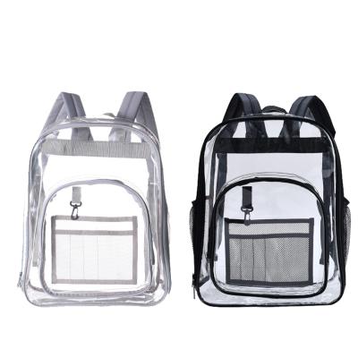 China Waterproof Promotional Custom Logo Transparent School Kids Clear PVC Backpack Bag PVC School Bag for sale