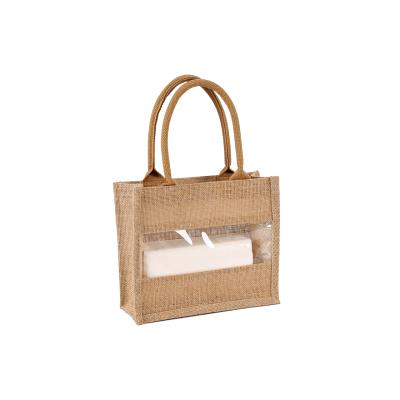 China Jute Bag With Window Carry Cheap Shopping Bag Eco-friendly Customized Printed Bag With Window Eco-friendly for sale