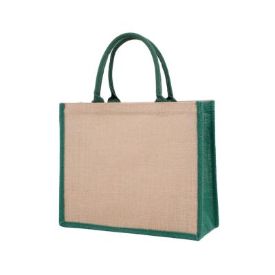 China Handled In Stock Shopping Tote Bags Strong Cotton Jute Hessian Hessian Burlap OEM Eco-friendly Empty Bag for sale