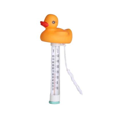 China Water Treatment Swimming Pool Floating Pond Water Thermometer Baby Yellow Duck Thermometer for sale