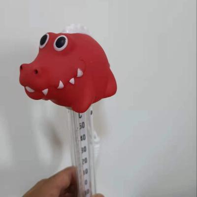 China Water Treatment Swimming Pool Pond Water Thermometer Floating Red Baby Swimming Crocodile Thermometer for sale