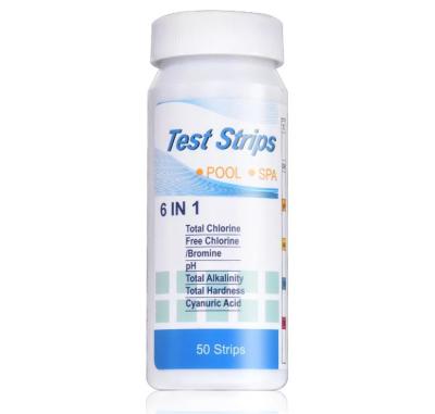 China 1-8 Swimming Pool Test Paper Chlorine PH Value Alkalinity Residual Hardness Test Strip 6 in-1 for sale