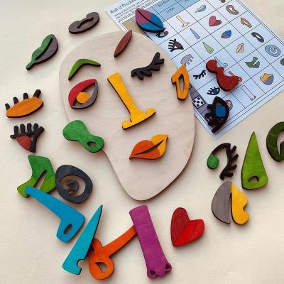 China Wooden Early Education Montessori Puzzles Children's Jigsaw Decompression DIY Decompression Face Art for sale