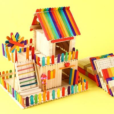 China DIY Ice Cream Stick Wooden Strip Primary Color Kindergarten Handmade Material Package for sale