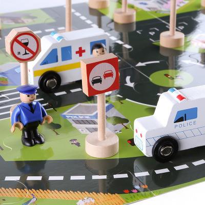 China Educational Light of Toy Wooden Mini Roadblock Signal of Knowledge Early Education Road Sign Children Scene Urban Traffic for sale