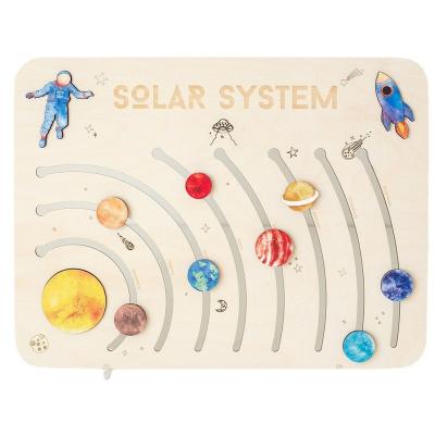 China Study of solar system planets wooden puzzle personalized baby gift toddler table educational wooden toy for sale