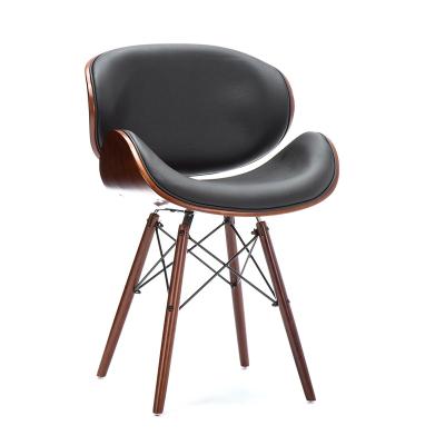 China Leather bar stool with back cross legs walnut wood veneer bent wooden scandinavian style barstool for wholesaler for sale