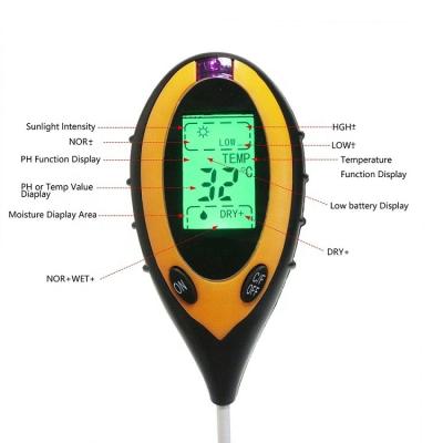 China 4 In 1 PH Temperature Survey Instrument Moisture Meter Soil 122X63X36mm for sale