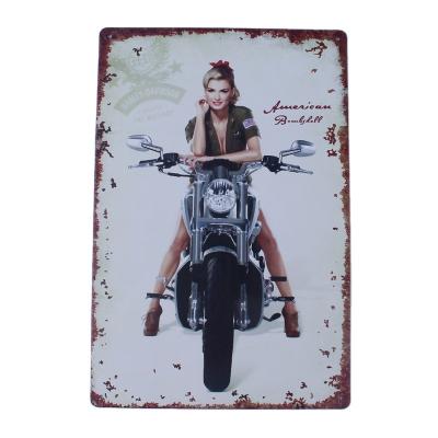 China Metal Wholesale Custom Retro Metal Tinplate Sheet Decoration Beer Car Vintage Tin Sign Embossed for sale