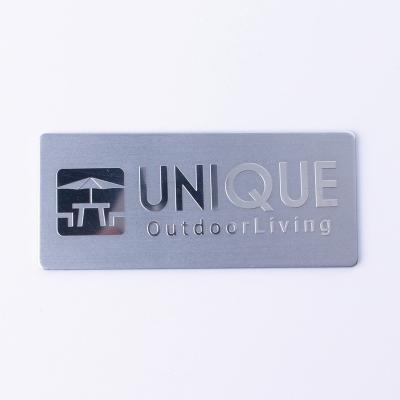 China Custom Brand Metal Sticker Self Adhesive Logo Brushed Stainless Steel Self Adhesive Metal Nameplate for sale