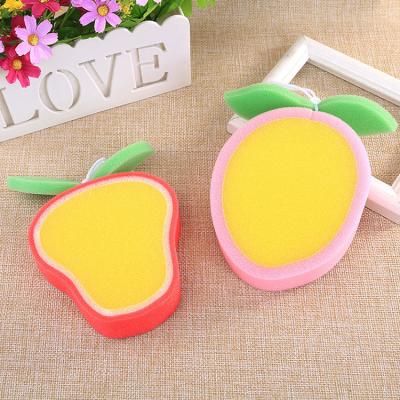 China Style Viable Cute Household Cartoon Fruit Shaped Cleaning Sponge For Bathing Washing Dishes for sale