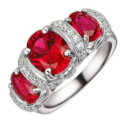 China Romantic Super Luxurious Ruby 925 Ring Jewelry Sterling Silver Fine Rings Wedding Rings Jewelry Women for sale