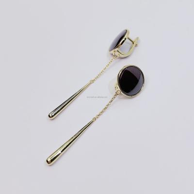 China Stud Earrings 925 Sterling Silver Gold Plated Earrings Jewelry Women Blacken Fashion Ceramic Stick Earrings for sale