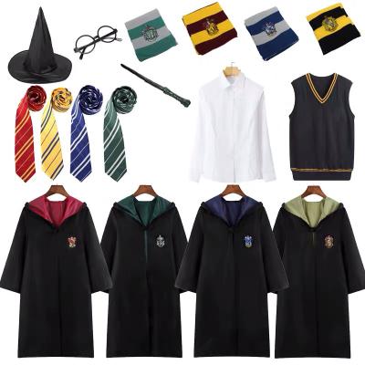 China Harry Cosplay Costume Wand Necktie Glass Scarf Set Kids and Adult Potter Long Robe for Halloween Party Movie Costumes for sale