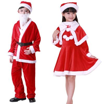 China Cosplay Kids Red Christmas Costume Girls Dress Boy Santa Cloth Kids Santa Costume Sets for sale