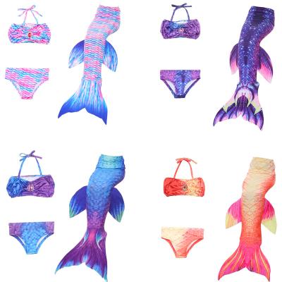 China Polyester Kids Swimwear Mermaid Costumes Little Three Piece Girls Mermaid Swimsuit With Mermaid Tail for sale