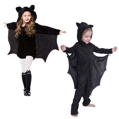 China Cosplay Kids Black Bat Felt Vampire Halloween Costume Girls Bat Cosplay Costume Halloween Dance Party Costumes for sale