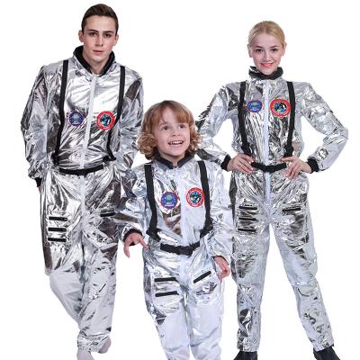 China Polyester Family Carnival Carnival Astronaut Man Child NASA Astronaut Cosplay Silver Uniform Polyester Family Cosplay Costume for sale