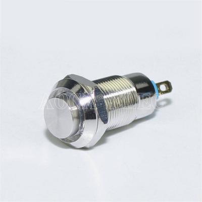 China Push Button Switch Silver 8MM SPST 2 Pin Metal Waterproof Latching ON-OFF Switch for sale