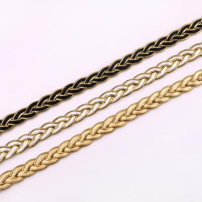 China Wholesale 20yards water soluble stock black ribbon trim lace knitted lace fabric craft supply home decoration 10mm braid sewing gold lace for sale