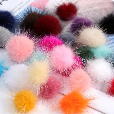 China Soft Hand Feeling / Eco-friendly Material 3cm Soft Mink Pompoms DIY Earrings Accessories Decor Clothing Shoes Hats Supplies Pompom Real Fur Mink Pom Poms Balls for sale