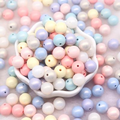 China Can be widely used on clothes 10mm Acrylic Color Ice Cream Macaron Bead Imitation Round Loose Spacer Beads Perls For Jewelry Making Supppies for sale