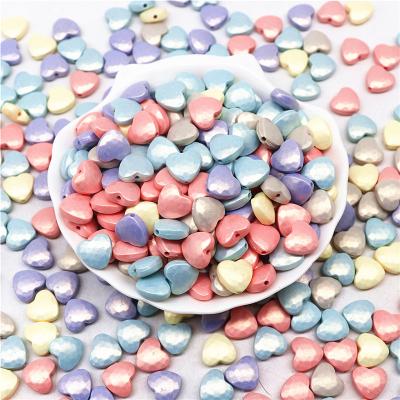 China Jewelry Making 10mm Spring Color Love Heart Beads With One Hole ABS Acrylic Spacer Bead Loose Beads For Jewelry Making Handmade Accessories for sale