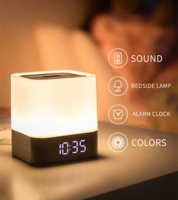 China Modern Home LED Musky Bedside Lamp With Wireless Speaker BT Touch Night Light Speaker With Alarm Clock Music Player for sale