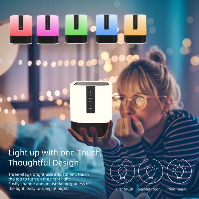 China DY28S Colorful Touch Night Light Table Light Musk Modern Music Player LED Lamps Night Light with Speaker Alarm Clock for Babies and Kids ABS for sale