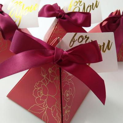 China Recycled Materials Paper Craft Boxes Jewelry Packaging Gift Box Makeup Candy Wedding Favor Paper Craft Boxes with Ribbon and Card for sale