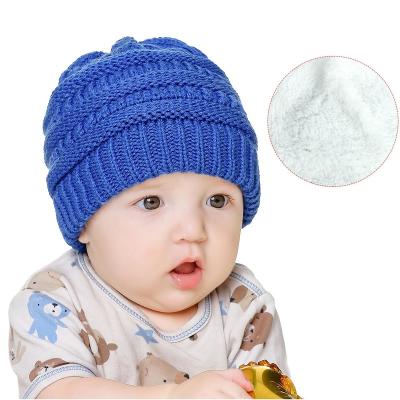 China Character Children's Winter Plush Hats 16 Warm Colors Spot Acrylic Wool Hats For 0-2 Years Old Boys And Girls Winter Hats for sale