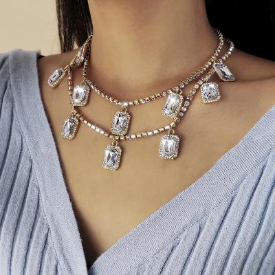 China Luxury TRENDY Crystal Charms Tennis Necklace Bracelet Necklace Bracelet set for WOMEN for sale