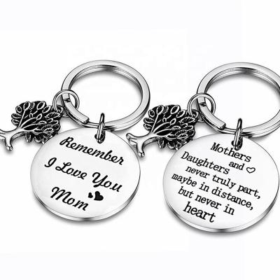 China Popular Metal Mother Daughter Gifts Key Chain Stainless Steel Tree of Life Charm Love Mom Key Chain Mother's Day Gifts for sale