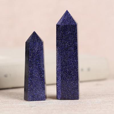 China Europe Natural Original Stone Furnishing Crystal Column Sapphire Hexagonal Edge Healing Stone for sale