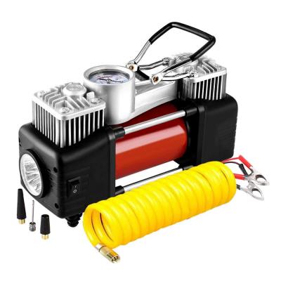 China New Fastest Emergency Light Item Dual Cylinder Car Air Compressor High Power Portable Heavy Duty Professional Tire Inflators with LED Light for sale