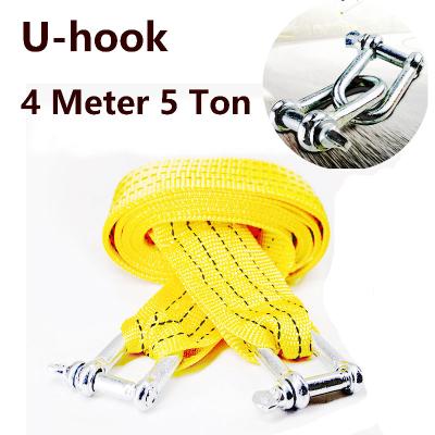 China High Tensile Polyester/Nylon 4M 5 Ton Car Tow Cable Towing Pull Rope Strap Hooks Van Road Recovery U-Hook For Car Truck SUV Auto Accessories for sale