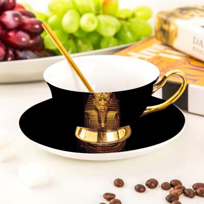 China China Coffee Cup Egypt King Tut Porcelain Ceramic Dinnerware Set Disposable Fine Egyptian Fine Bone China Dinnerware Service Dish Spoon Cup for sale