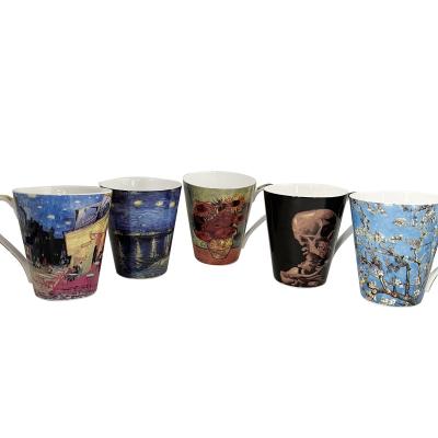 China Vincent Willem Van Gogh Travel Mug New Bone China Coffee Milk Tea Ceramic Mug Gift Eco-Friendly Sublimation Embossed Custom Made for sale