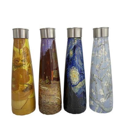 China Custom Portable Water Bottle 500ml Vincent William Van Gogh Metal Stainless Steel Vial Viable Insulated Outdoor Sports Drink Vacuum for sale