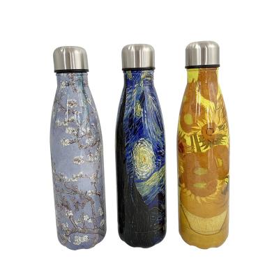 China Vincent William Van Gogh Custom Stainless Steel Metal 500ml Viable Water Bottle Cola Portable Flask Insulated Outdoor Drink Vacuum for sale