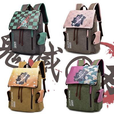 China 2021 Hot Sale Fashion Anime Cartoon Game Attack Demon Slayer Canvas Anti-theft Backpacks Bag Anime Cartoon School Bag for sale