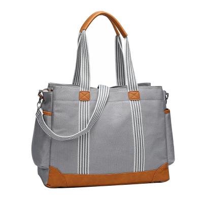 China New Style Gray Nylon Fabric Large Capacity Baby Diaper Bags Tote Mummy Diaper Bags Anti-theft Shoulder Cross - Body Bag for sale