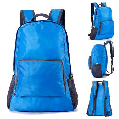 China Custom Black OEM Waterproof LOGO Lightweight Outdoor Camping Sport Hiking Folding Travel Folding Bag Backpack for sale