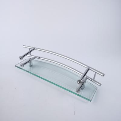 China Wall Mounted Type Strong Wall Mounted Glass Shower Bath Shelf Luxury Double Double Bathroom Glass Shelf for sale