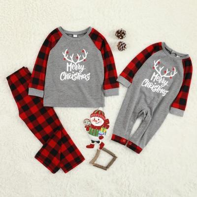 China Merry Christmas 100% Breathable Cotton O Neck Printing Parent-child Costume Kids Christmas Pajamas for sale